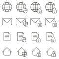 Information Protection & Information Security Icons Thin Line Vector Illustration Set Royalty Free Stock Photo