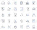 Information retrieval line icons collection. Query, Indexing, Ranking, Search, Retrieval, Database, Algorithm vector and Royalty Free Stock Photo