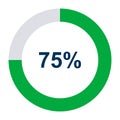 Information round diagram 75 percent icon, infographic graphic pie design, marketing vector illustration