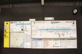 Information route map label of subway and railway of Tokyo metro Tozai line at Kasai train Station in Tokyo, Japan