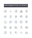 Information science line icons collection. Political science, Social psychology, Economic policy, Computer engineering