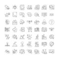 Information science linear icons, signs, symbols vector line illustration set