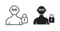 Information Security Analyst thin line vector icon set