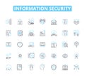 Information security linear icons set. Encryption, Firewall, Authentication, Malware, Hacking, Cybersecurity, Phishing