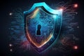 information security shield, Cyber security. Information protect and or safe concept, illustrates cyber data security or network