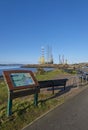 The Information sign at Grassy Beach on the Green Circular Walking and Cycling Route around Dundee. Royalty Free Stock Photo