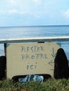 Information sign made in Martinican Creole to leave the beach clean to Grand-RiviÃÂ¨re, north-east of Martinique