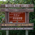 Information sign at McKenzie Lake in McKenzie Creek Wildlife Area