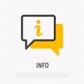 Information sign in speech bubble thin line icon. Modern vector illustration for helpdesk, info button Royalty Free Stock Photo