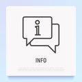 Information sign in speech bubble thin line icon. Modern vector illustration for helpdesk, info button Royalty Free Stock Photo