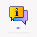 Information sign in speech bubble thin line icon. Modern vector illustration for helpdesk, info button Royalty Free Stock Photo