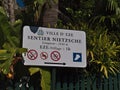 Information sign at start of famous trail Sentier Nietzsche leading to village Eze at the French Riviera.