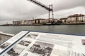 Information sign and Vizcaya bridge, puente colgante view from P