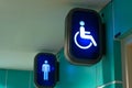 Information signs at the entrance to the toilet. Toilet for disabled people Royalty Free Stock Photo