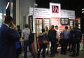 Stand with samples of building parts at the annual exhibition in Novosibirsk decor-Design-Siberia company presents