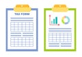 Tax Form and Infographics Stats on Clipboard Set