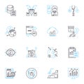 Information storage linear icons set. Archive, Backup, Binary, Cloud, Compression, Data, Digital line vector and concept Royalty Free Stock Photo