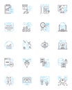 Information system linear icons set. Database, Integration, Analytics, Access, Automation, Collaboration, Connectivity