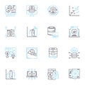 Information system linear icons set. Database, Software, Nerk, Analytics, Cybersecurity, Integration, Infrastructure