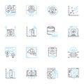 Information system linear icons set. Database, Software, Nerk, Analytics, Cybersecurity, Integration, Infrastructure Royalty Free Stock Photo