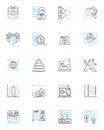 Information system linear icons set. Database, Software, Nerk, Analytics, Cybersecurity, Integration, Infrastructure Royalty Free Stock Photo