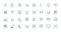 Information systems linear icons set. Database, Analytics, Nerking, Cloud, Security, automation, Integration line vector Royalty Free Stock Photo