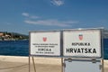 Information table in port of Korcula. Republika Hrvatska, Croatia