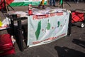 Information table with Pro Palestine Banner