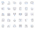 Information tech line icons collection. Coding, Automation, Cloud, Cybersecurity, Algorithm, Database, Nerk vector and