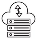 Information technology cloud, arrows, server, big data vector icon illustration