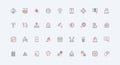 Information technology, data storage and network infrastructure with AI line icon set
