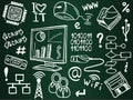 Information technology icons on school board Royalty Free Stock Photo