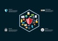 Information technology infographic elements. Data protection. Internet security. IT background.
