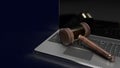 The hammer on notebook for law concept 3d rendering Royalty Free Stock Photo