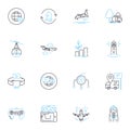 Information technology linear icons set. Innovation, Encryption, Security, Big Data, Cybersecurity, Coding, Automation