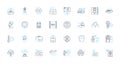 Information technology linear icons set. Innovation, Encryption, Security, Big Data, Cybersecurity, Coding, Automation