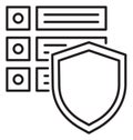 Information technology shield, server control vector icon illustration