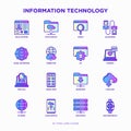 Information technology thin line icons set