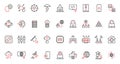 Information technology trendy red black thin line icons set, internet network system and database symbols. Royalty Free Stock Photo