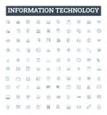 Information technology vector line icons set. IT, Computers, Software, Networking, Data, Security, Automation