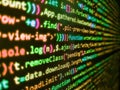 Information technology website coding standards for web design. Modern display of data source code. Program source code on monitor Royalty Free Stock Photo