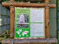 Information of ural owl on info board in city zoo