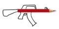 Information war symbol with a pencil associated with a weapon