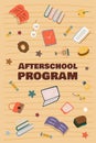 Informational poster afterschool program cartoon. Royalty Free Stock Photo