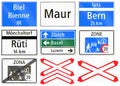 Informational road signs used in Switzerland