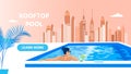 Informative Banner Rooftop Pool House Summer Relax