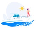 Informative Banner Summer Boat Trip Cartoon Flat. Royalty Free Stock Photo