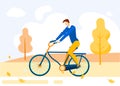 Informative Flyer Bike Ride in Autumn Cartoon.