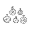 Informative flyer pocket watch sketch hand drawn Royalty Free Stock Photo