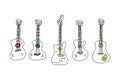 Informative flyer set hand drawn guitar acoustic. Royalty Free Stock Photo